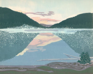 Original Linocut Landscape - Jewel Lake, BC