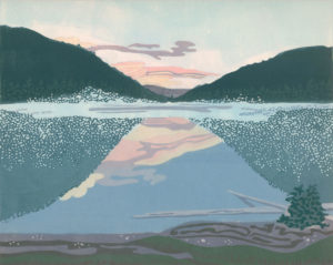 Original Linocut Landscape - Jewel Lake, BC