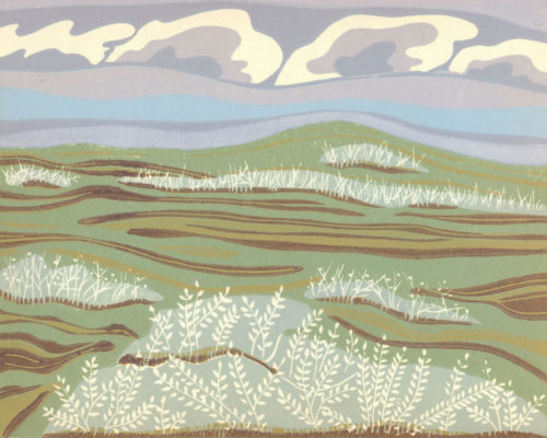 Original Linocut Landscape - Kinbrook Island, AB