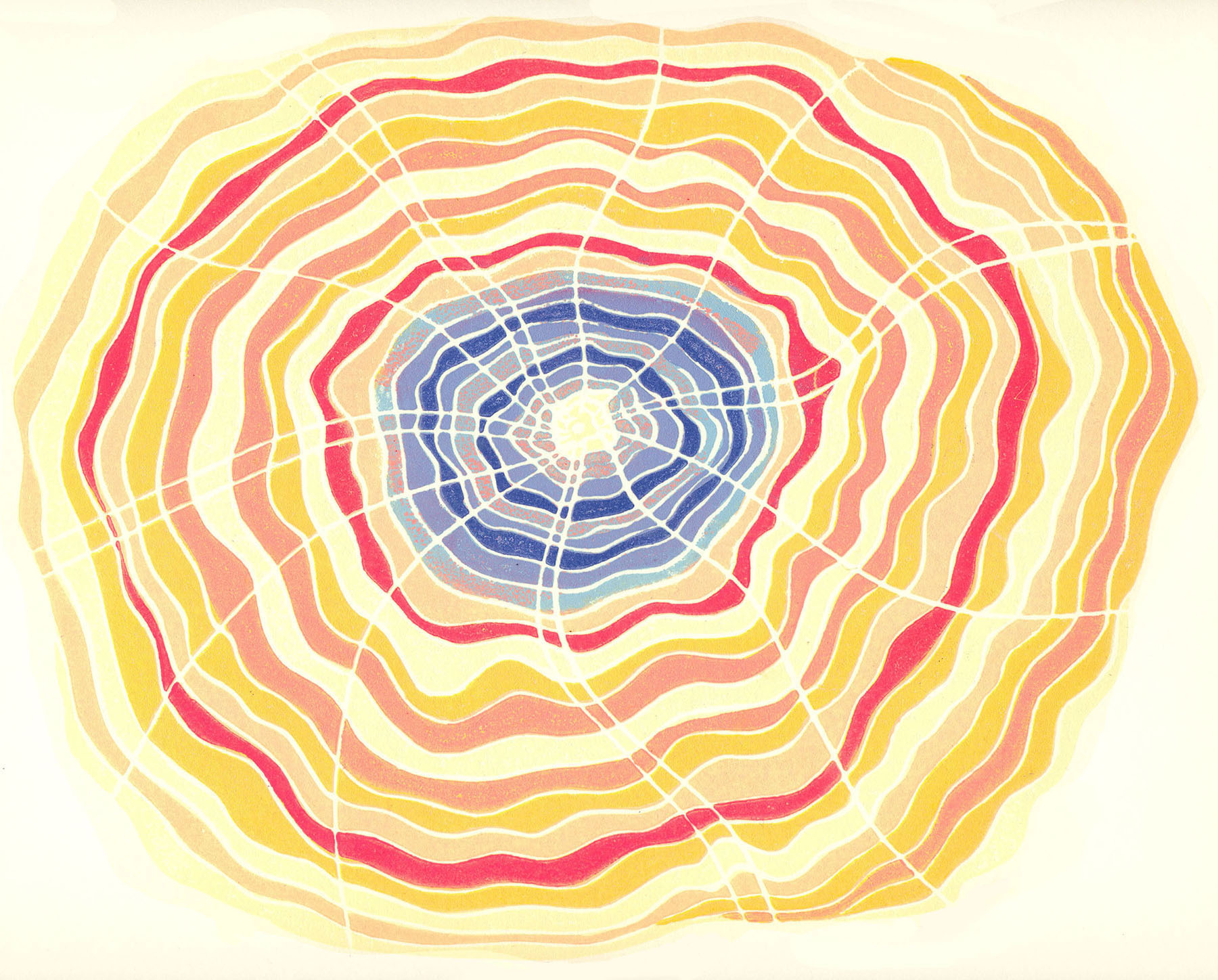 Original Linoleum Print for Sale Original Linocut - Bliss, Consciousness, Light