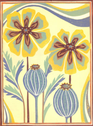 Original Linocut Floral - California Poppies