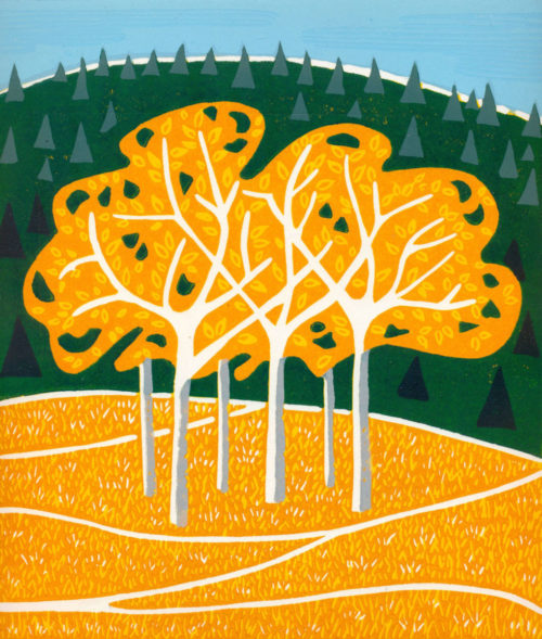 Original Linocut Landscape - Coquihalla Autumn