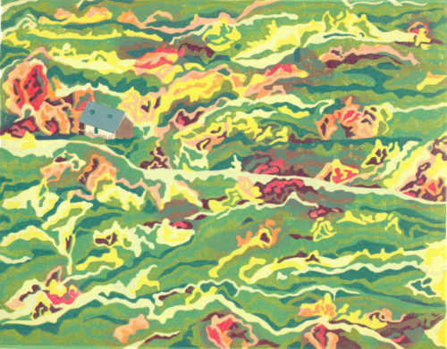 Original Linocut Landscape - Colours of New England