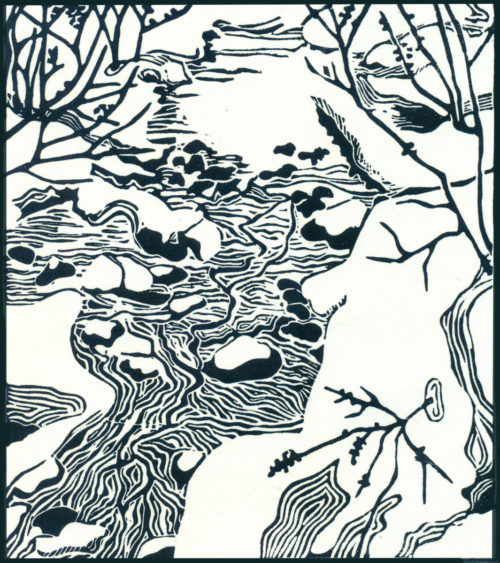 Original Linocut Landscape - Nancy Greene Lake, BC