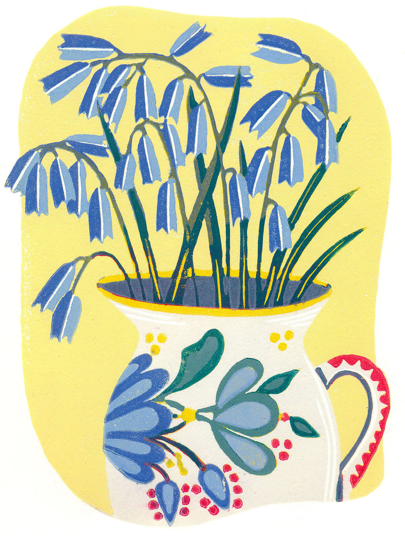 Original Linoleum Print for Sale Original Linocut Floral - Song for a Native Land