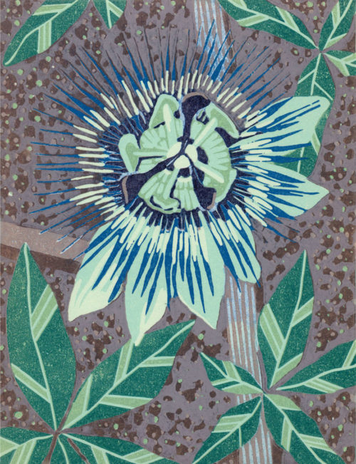 Original Linocut Floral - Passion Flower