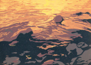 Original Linocut Landscape - Texada Island, Gulf Islands, BC