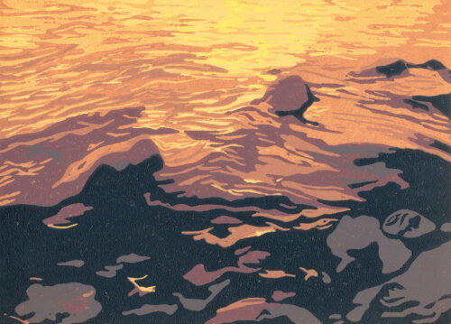 Original Linocut Landscape - Texada Island, Gulf Islands, BC