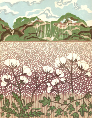 Original Linocut Landscape - For the Love of Cotton