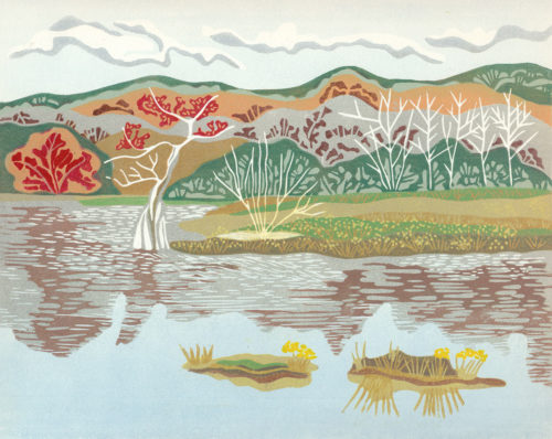 Original Linocut Landscape - Sanctuary