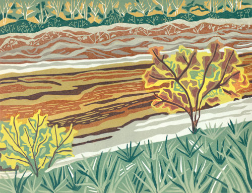 Original Linocut Landscape - Alligator River