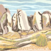 Original Linocut Landscape - Morning Mood, City of Rock, NM