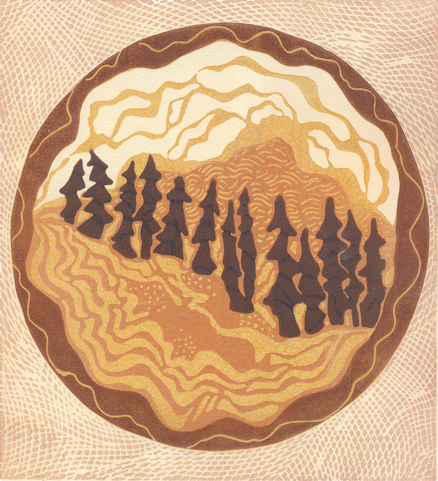 Original Linoleum Print for Sale Original Linocut Landscape - Where the Heart Comes to Rest