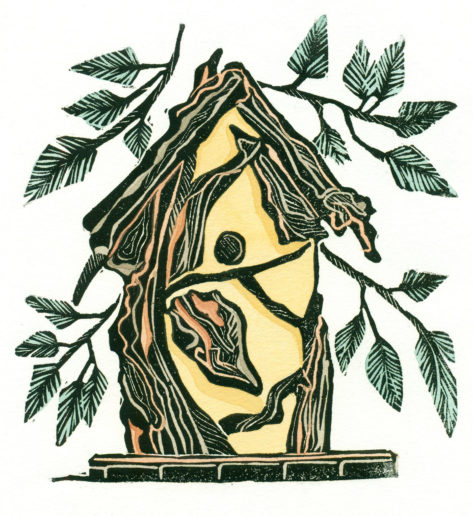 Birdhouse Linocut by Kat Goetz