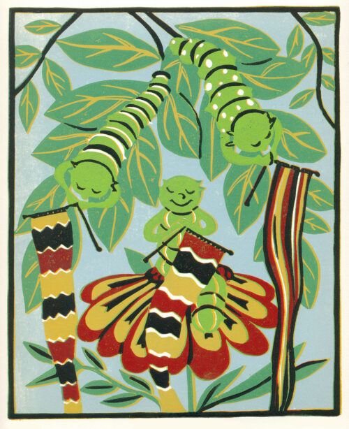 Original Fine Art Print for Kids - Three Little Caterpillars