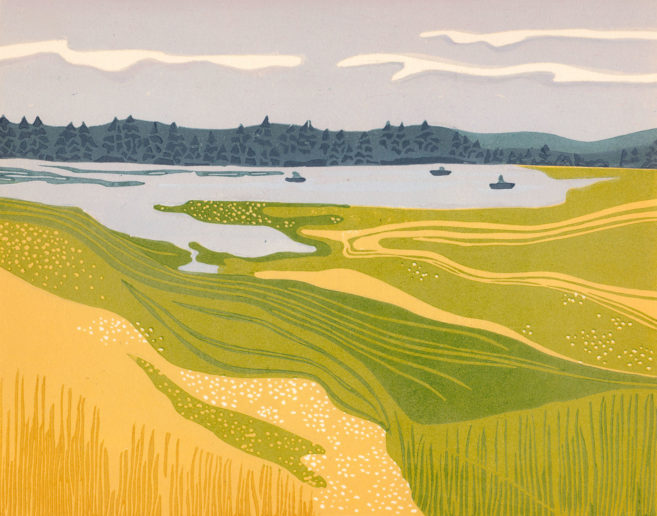 Leighton Lake - Linocut by Kate Goetz