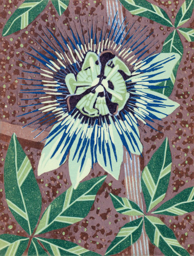 Passion Flower Linocut by Kat Goetz