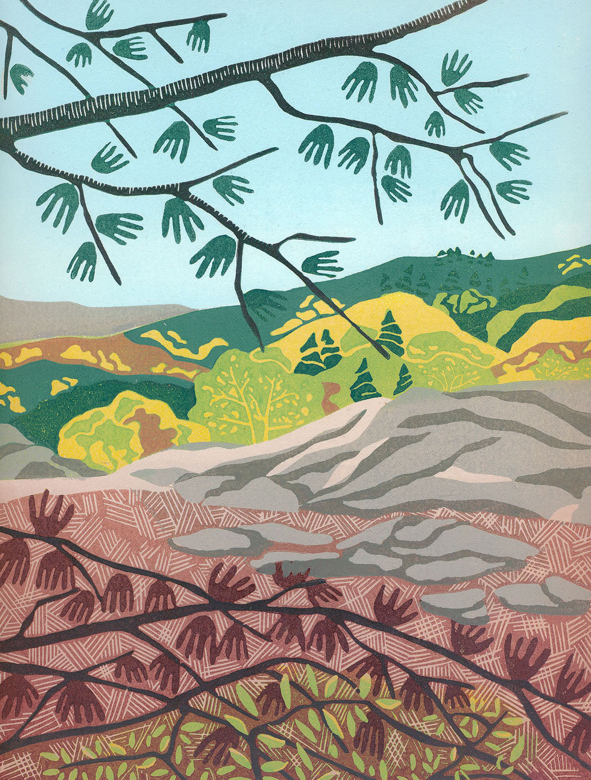 Take a Picture For Me. Take a Picture For Me. Hand-carved, limited-edition, original linoleum print by Kate Goetz, Blue Chisel Studio.