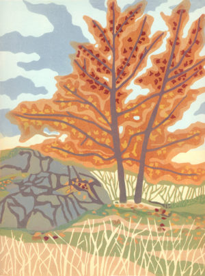 Original Linocut Landscape - The Emperor