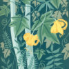 Woodland Gold. Hand-carved, limited-edition, original linoleum print by Kate Goetz, Blue Chisel Studio.